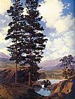 Maxfield Parrish Canvas Paintings - Thy Templed Hills